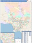 Los Angeles Wall Map Color Cast Style